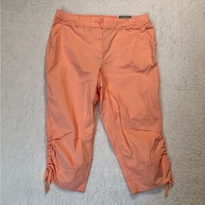 Chico’s COOL COTTON CAPRI CROP PANTS SIZE 2 (12/LARGE) ROYAL PEACH NEW